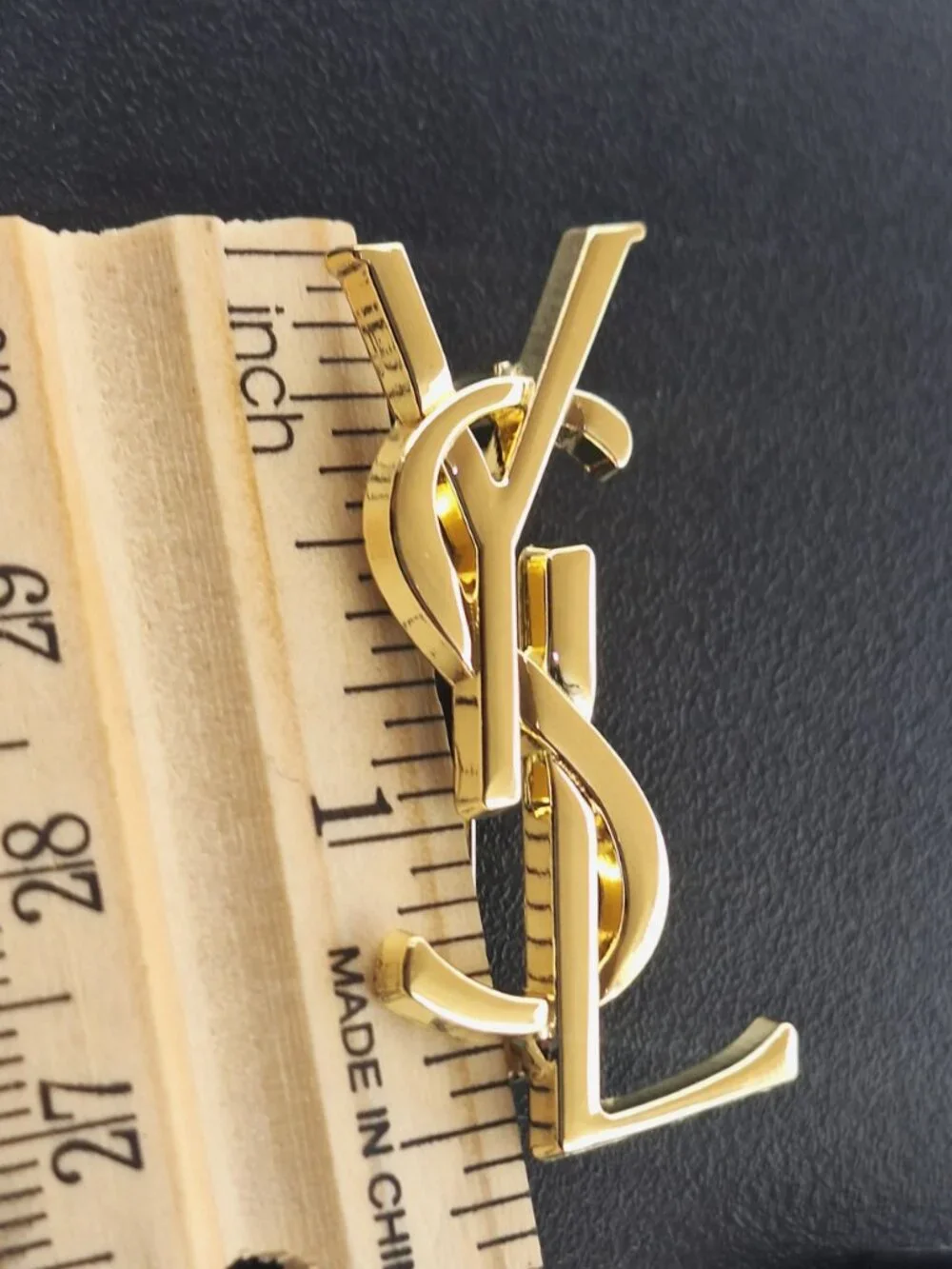 Vintage Gold Yves Saint Laurent YSL Brooch Employee Appreciation Lapel Pin Small
